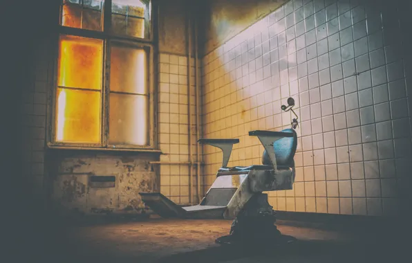 Dark, light, chair, window, room, fear, decay, haunted