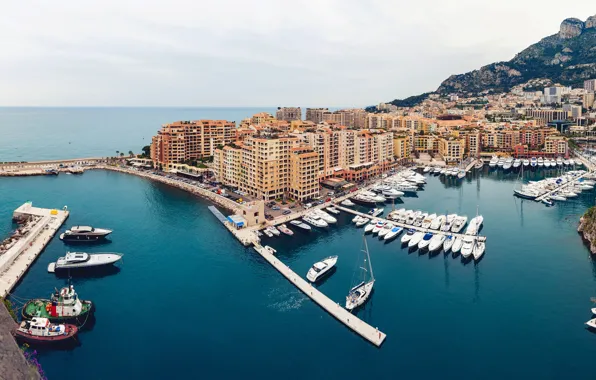 Sea, building, yacht, pier, pierce, Monaco, Fontvieille