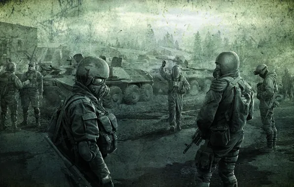 Picture freedom, soldiers, Stalker, tanks, Call Of Pripyat, S.T.A.L.K.E.R
