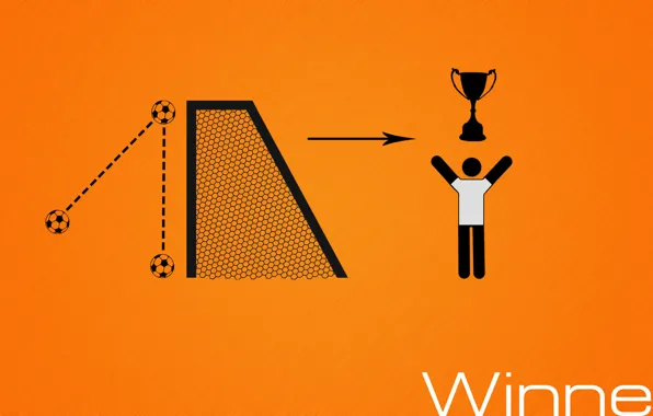 Picture football, victory, the ball, minimalism, gate, Cup, soccer, footbal