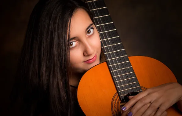 Picture girl, music, guitar