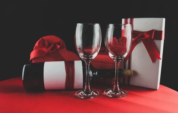 Picture wine, glasses, red, love, romantic, hearts, valentine's day, gift