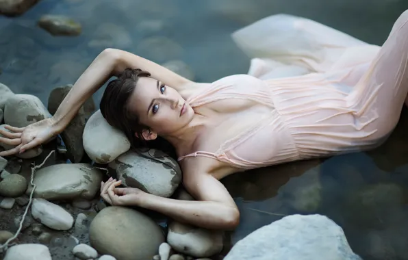 Picture girl, wet, in the water, Water Nimph