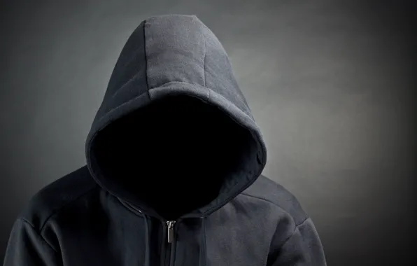 Picture pose, darkness, figure, art, jacket, hood, without a face, The hooded man without a face