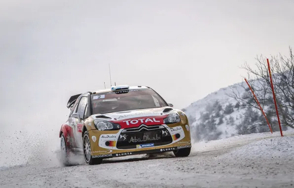 Picture Winter, Auto, Snow, Sport, Machine, Speed, Turn, Race, Citroen, The hood, Citroen, Car, DS3, WRC, …