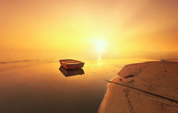 Picture sea, shore, boat