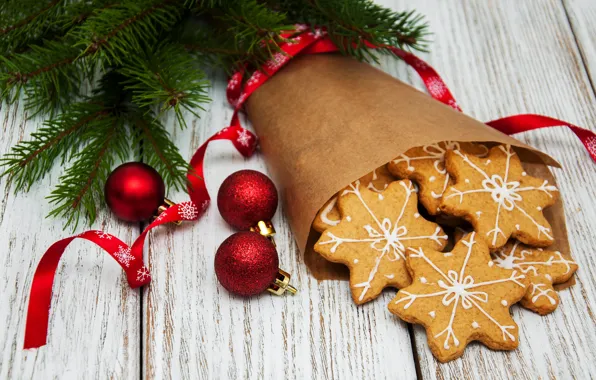 Picture decoration, balls, New Year, Christmas, christmas, wood, merry, cookies