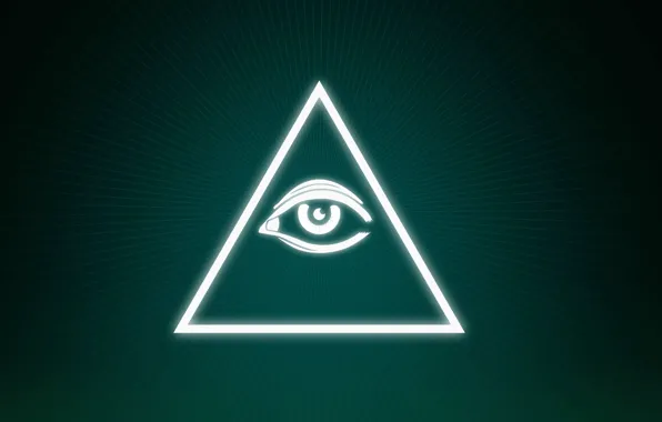 Picture eyes, triangle, eye, triangle, the Illuminati, illuminati, dark green background, dark green background