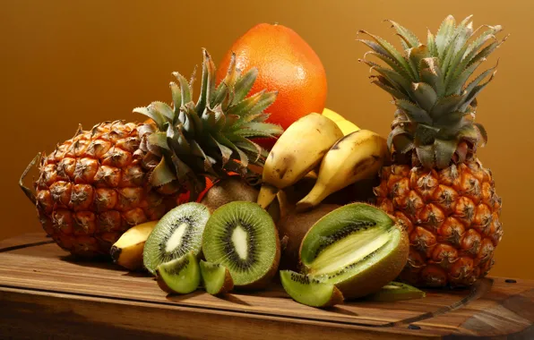 Picture orange, kiwi, bananas, fruit, pineapples