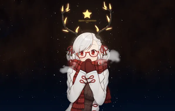 Picture new year, Christmas, anime, girl