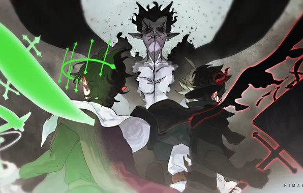 Picture the demon, fantasy, the battle, Black Clover, Asta, Yuno, Zagred