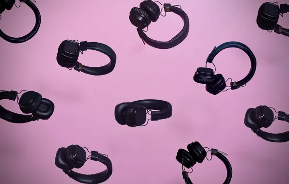 Picture background, headphones, music, pink background