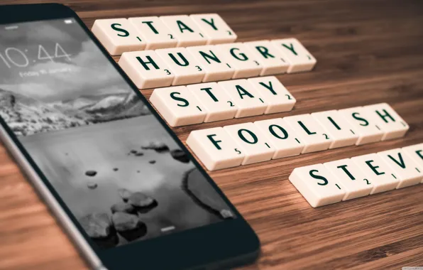Picture black, mobile, Stay Hungry, Stay Foolish