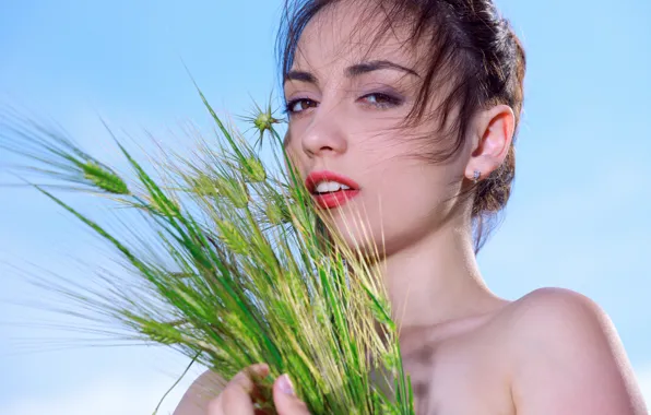 Picture the sky, look, face, hair, rye, Gabriele