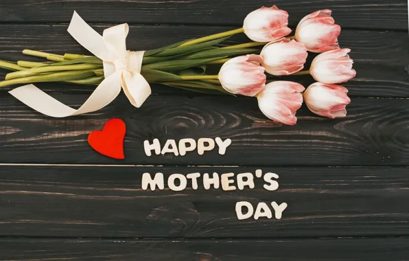 Picture flowers, bouquet, tulips, love, pink, happy, heart, wood