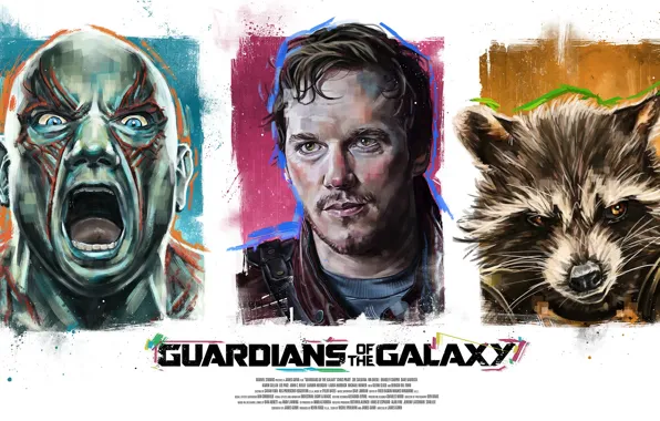 Picture Rocket, Star-Lord, Guardians of the Galaxy, Gamora, Groot, Drax