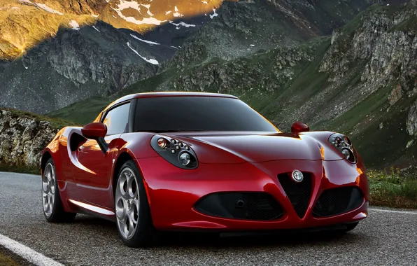 Picture machine, red, alfa romeo 4c