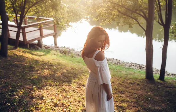 Picture water, light, pose, Girl, dress, Rome Rome, Alexander Ivanov