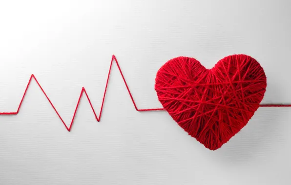 Picture tangle, creative, background, heart, red, thread, Valentine's day, pulse