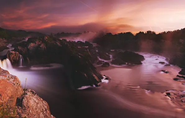 Picture landscape, sunset, river