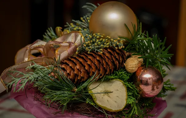 Picture photo, Branches, Balls, New year, Bumps