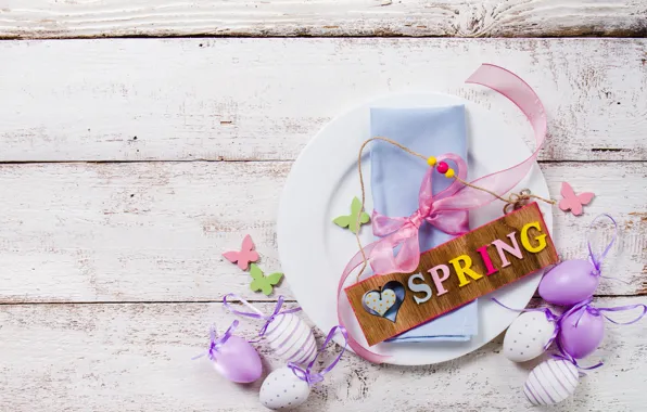 Picture spring, Easter, wood, spring, Easter, purple, eggs, decoration, Happy, the painted eggs