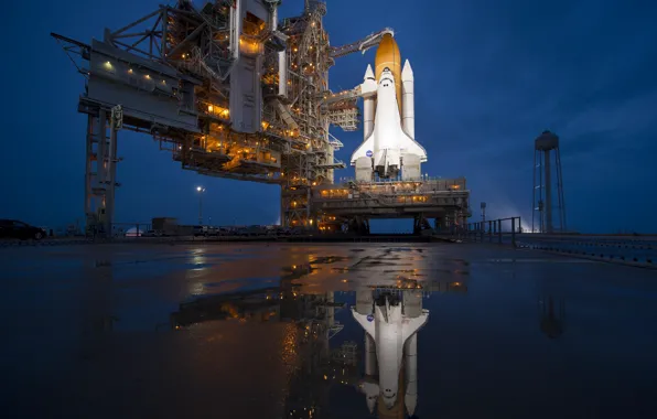 Picture flight, reflection, Shuttle, last, Playground, Atlantis, starting