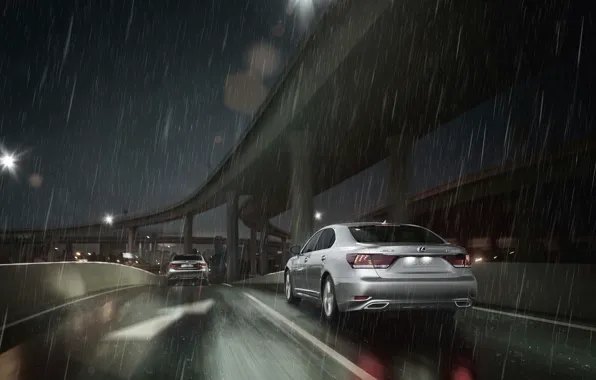 Picture Night, Lexus, Machine, Rain, Lexus, Sedan, Two, Overcast, LS-EU