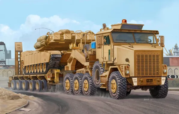 Picture figure, Vincent Wai, Heavy Equipment Transport, 8x8, OSHKOSH M1070 HET, tractor