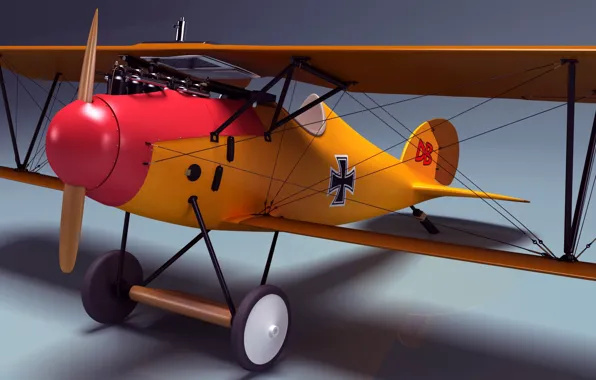 Picture retro, the plane, rendering, speed, visualization, art, the ceiling, two, power, biplane, Germany, machine gun, …