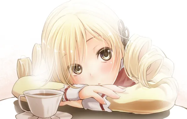Picture sadness, mood, tea, anime, Breakfast, girl, yukiu kon, mahou shoujo madoka magica