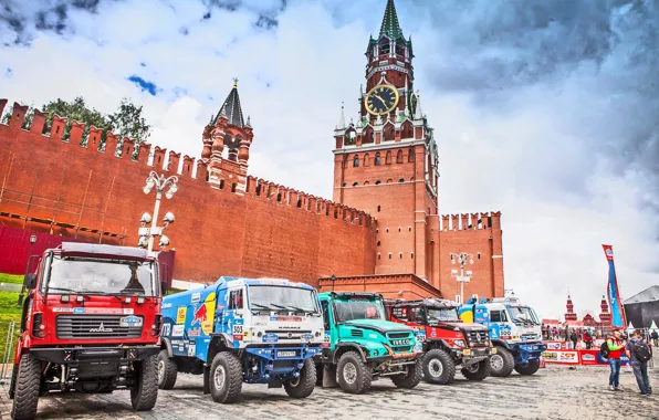 Picture The city, Sport, Master, Moscow, Renault, Trucks, Russia, Red square, Kamaz, KAMAZ, Start, Overcast, IVECO, …