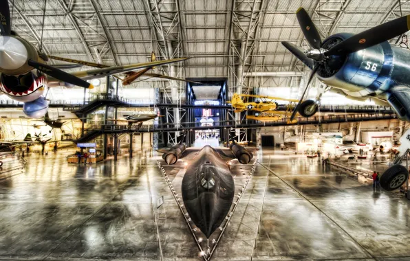 Picture the plane, fighter, hdr, hangar, Museum