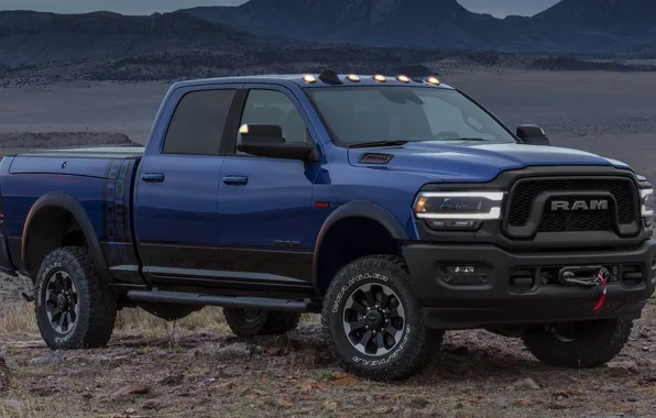 Picture machine, desert, lights, Dodge, Dodge, side, blue, pickup, blue, wheel, Hemi, Power Wagon, Dodge Ram, …