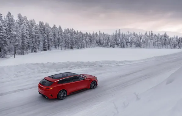 Picture winter, Concept, snow, trees, speed, KIA, Kia, universal