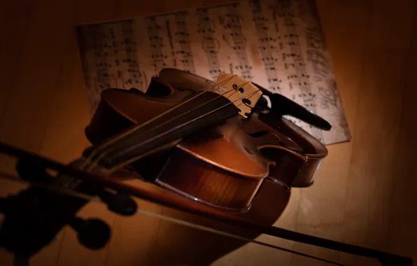 Picture notes, music, violin