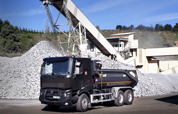Picture Renault, body, quarry, dump truck, triaxial, Renault Trucks, C-series, crushing rocks