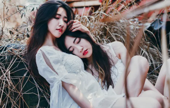 Picture girls, pair, Asian girls