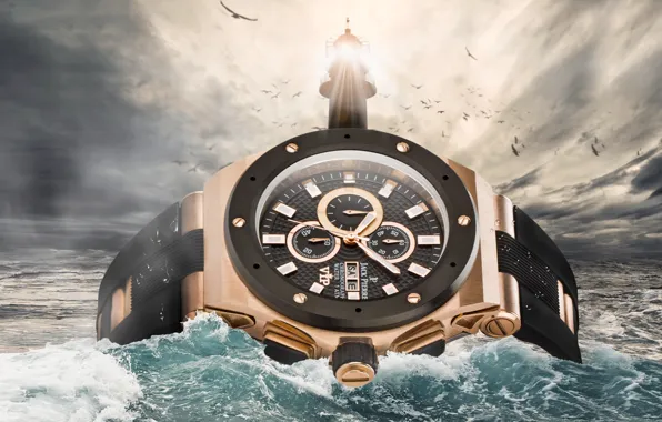 Picture water, watch, Lighthouse, Jack Pierre