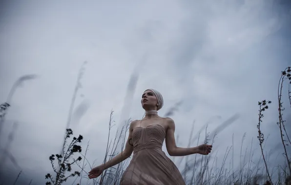 Picture the sky, grass, girl, Aleah Michele, Dreams spent their days in a cage