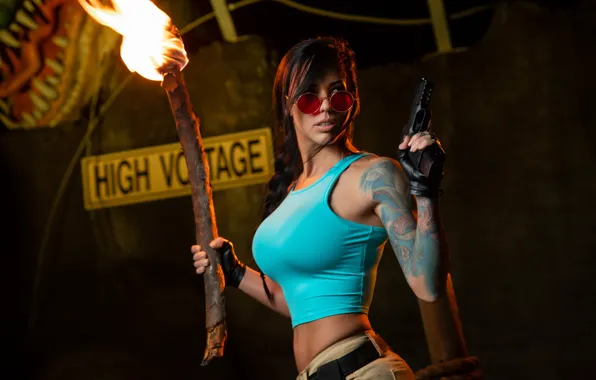 Picture tomb raider, torch, pigtail, Alex Zedra