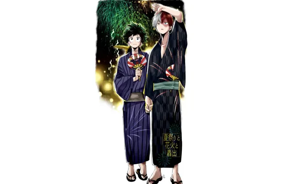 Picture fireworks, festival, Boku no Hero Academy, My Hero Academia, Midori Isuku, Todoroki Shoto, My heroic …