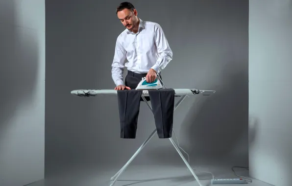 Picture creative, male, pants, iron, Ironing