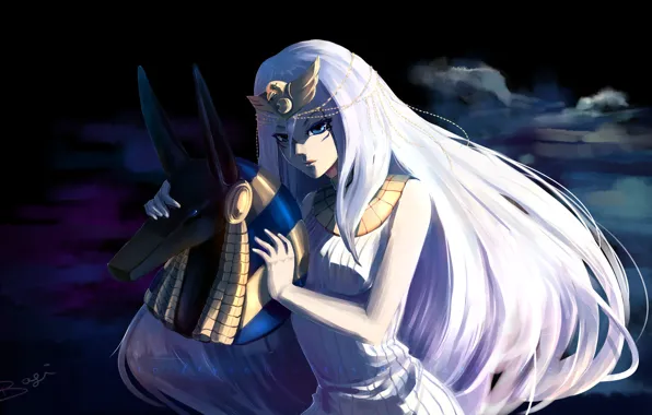 Picture girl, fantasy, Anubis