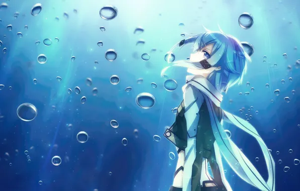 Picture Anime, Sword Art Online, SAO, shino wand, Sinon, water.