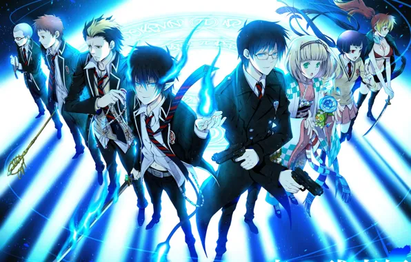 Picture weapons, girls, katana, anime, the demon, art, horns, guys