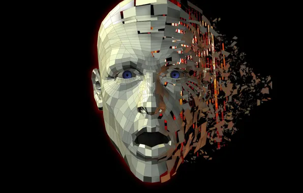Picture look, face, surprise, black background, face, look, computer graphics, black background, surprise, computer graphics
