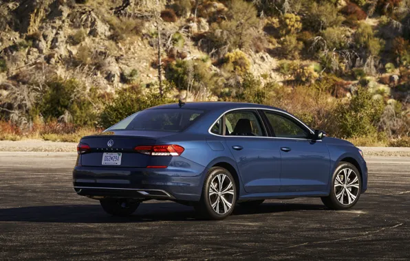 Picture blue, Volkswagen, back, sedan, side, Passat, 2020, 2019, US Version