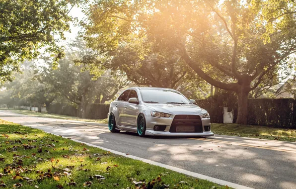 Picture road, trees, tuning, Lancer, Mitsubishi, mitsubishi lancer evo x