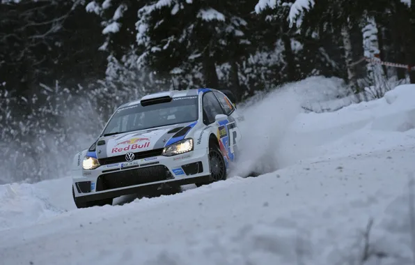 Picture Winter, Auto, Snow, Sport, Volkswagen, Skid, Red Bull, WRC, Rally, Rally, Polo, Polo, S. Ogier